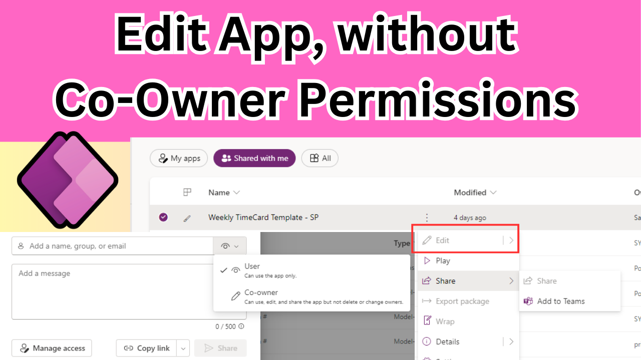 Edit App, without Co-Owner Permissions