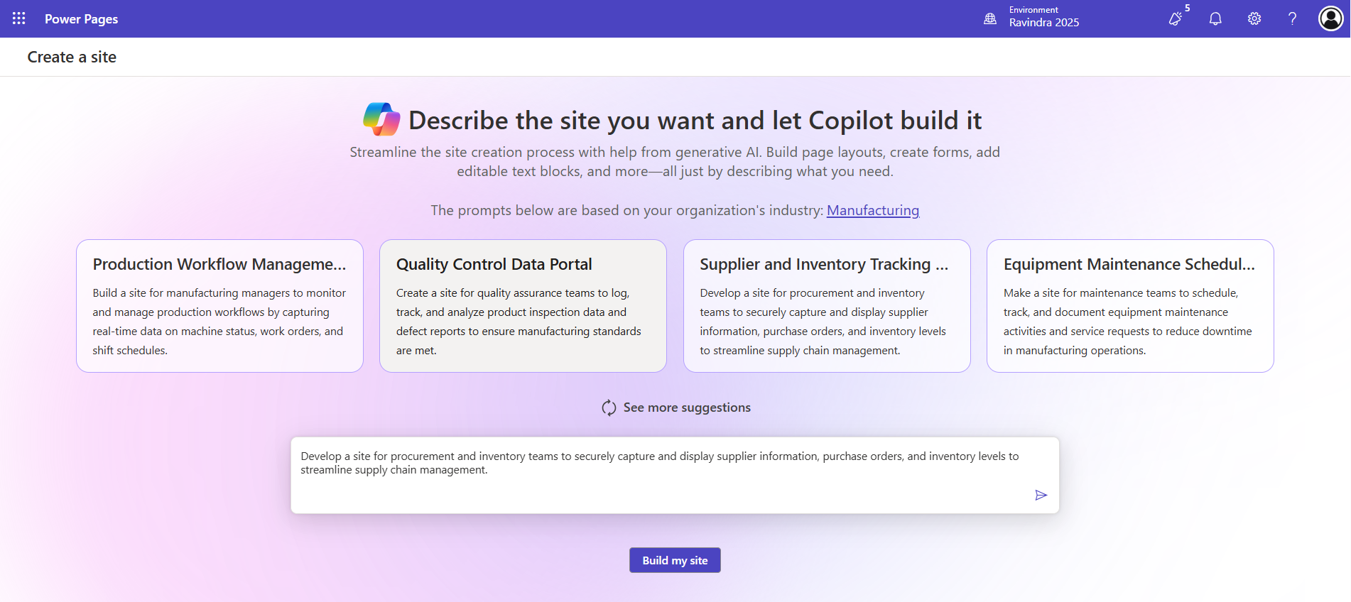 Create Power Pages site